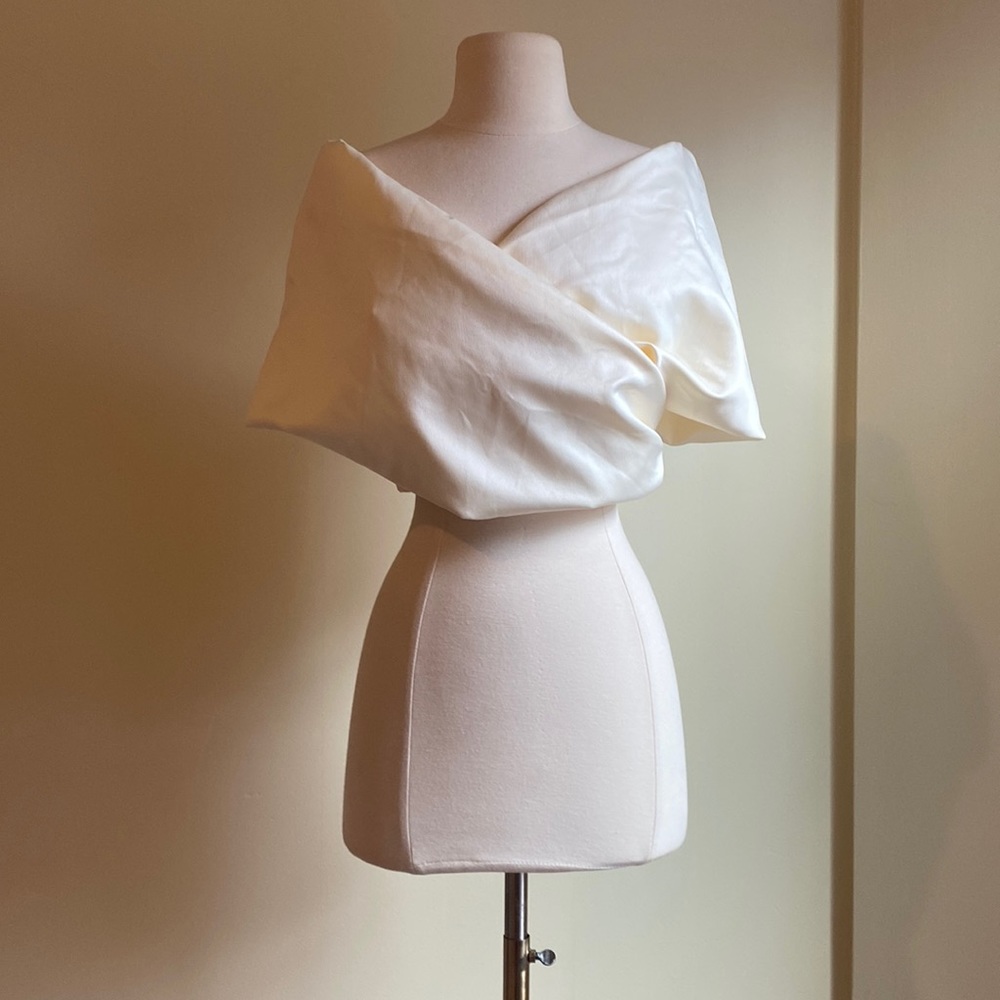 Pretty Little Things Cream Twist Bardot Satin Corset Top